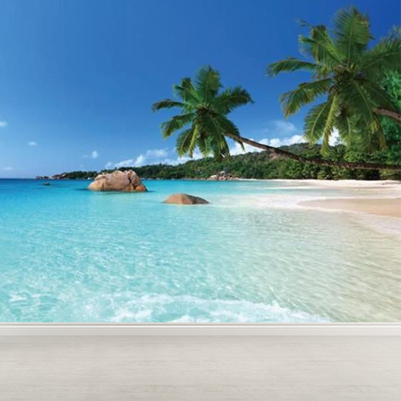 Sea Mural Wallpaper Modernist Tranquil Nature Scenery Wall Covering in Light Color Clearhalo 'Wall Decor' 'Wall Mural' 1758202