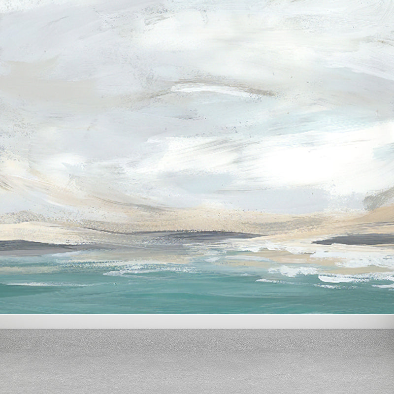 Modern Style Scenery Mural Decal Non-Woven Waterproofing Pastel Wall Art for Home White Clearhalo 'Wall Decor' 'Wall Mural' 1758230