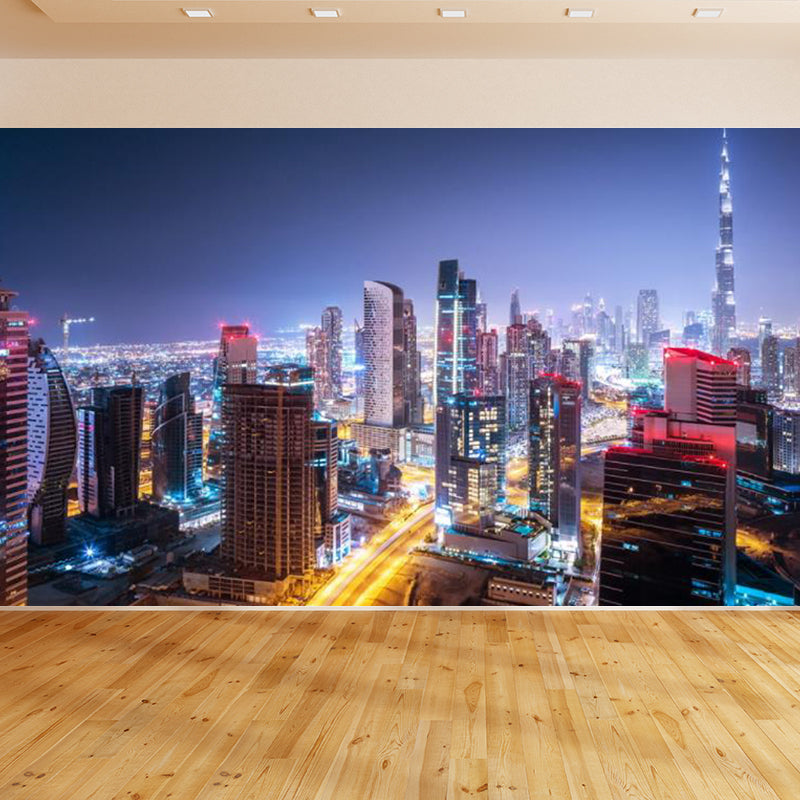 Urban Cityscape Mural Wallpaper Dark Color Moisture Resistant Wall Decor for Room Clearhalo 'Wall Decor' 'Wall Mural' 1758241