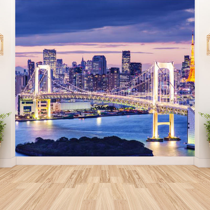 Urban Cityscape Mural Wallpaper Dark Color Moisture Resistant Wall Decor for Room Clearhalo 'Wall Decor' 'Wall Mural' 1758247