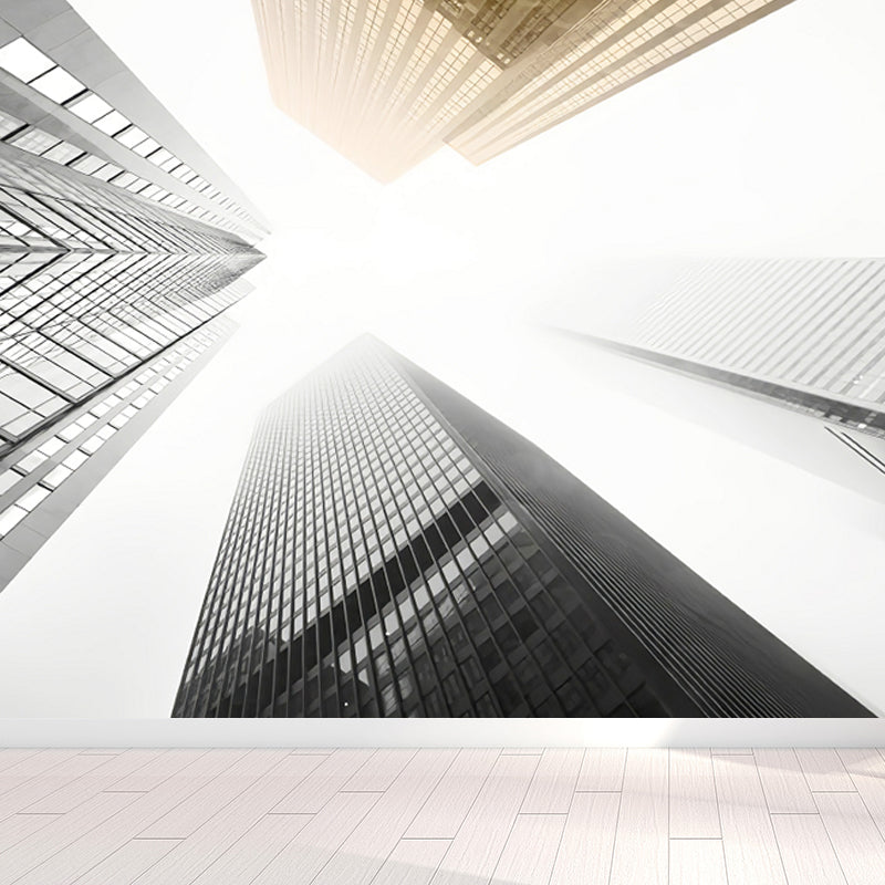 Urban Cityscape Mural Wallpaper Dark Color Moisture Resistant Wall Decor for Room Yellow Clearhalo 'Wall Decor' 'Wall Mural' 1758255