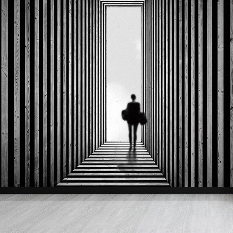 Urban Cityscape Mural Wallpaper Dark Color Moisture Resistant Wall Decor for Room Black Clearhalo 'Wall Decor' 'Wall Mural' 1758260