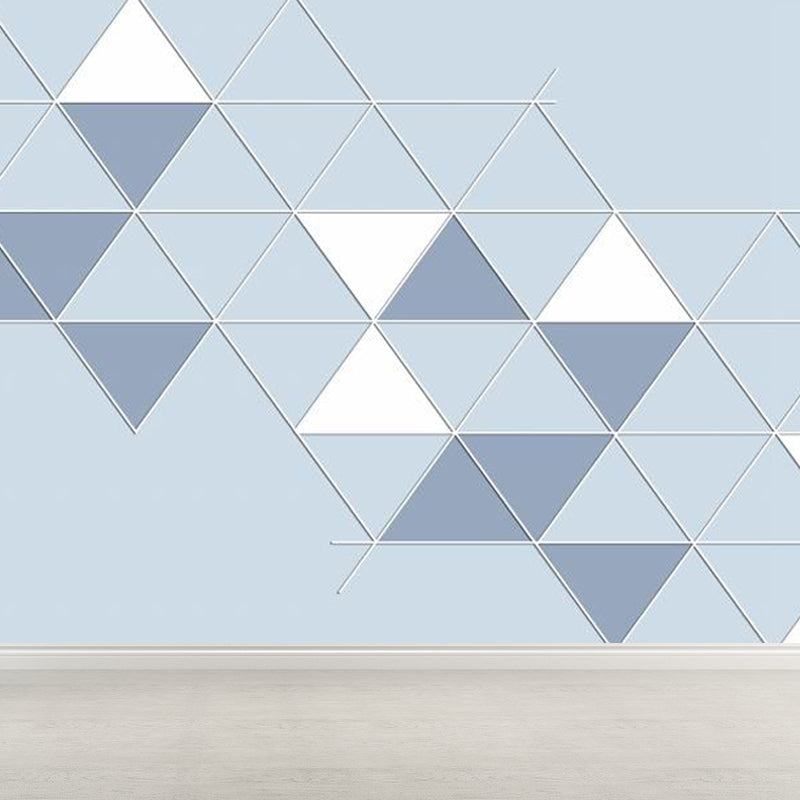 Geometric Triangle Wall Paper Mural Modern Non-Woven Cloth Wall Covering for Living Room Blue Clearhalo 'Wall Decor' 'Wall Mural' 1758265