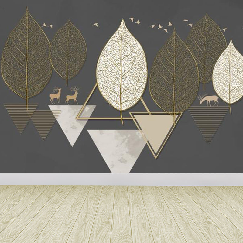 Geometric Triangle Wall Paper Mural Modern Non-Woven Cloth Wall Covering for Living Room Brown Clearhalo 'Wall Decor' 'Wall Mural' 1758275