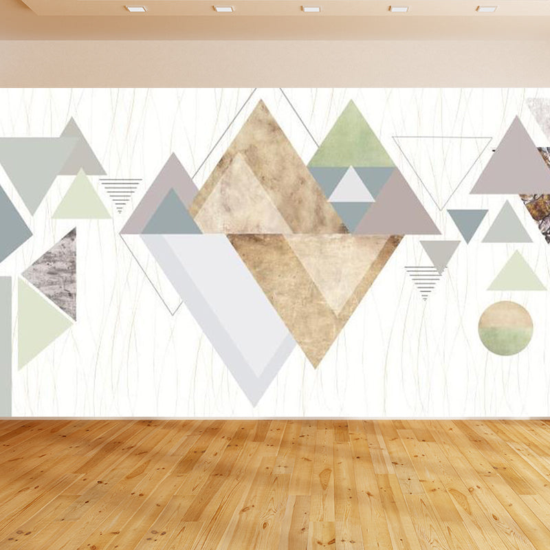 Geometric Triangle Wall Paper Mural Modern Non-Woven Cloth Wall Covering for Living Room Clearhalo 'Wall Decor' 'Wall Mural' 1758281