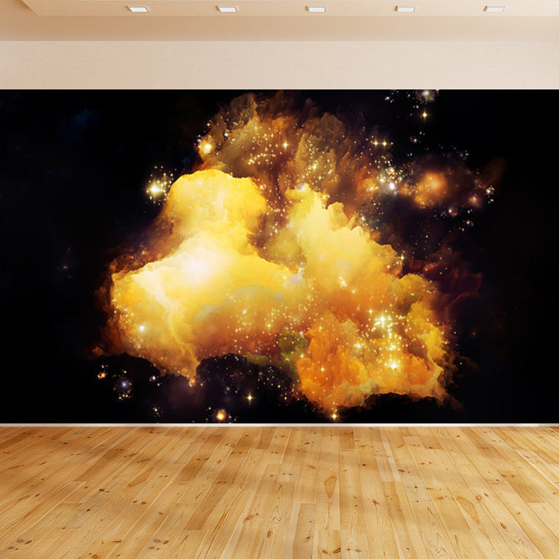 Stain Resistant Sky Scenery Mural Decal Non-Woven Modern Wall Decor for Girls Room Yellow Clearhalo 'Wall Decor' 'Wall Mural' 1758325