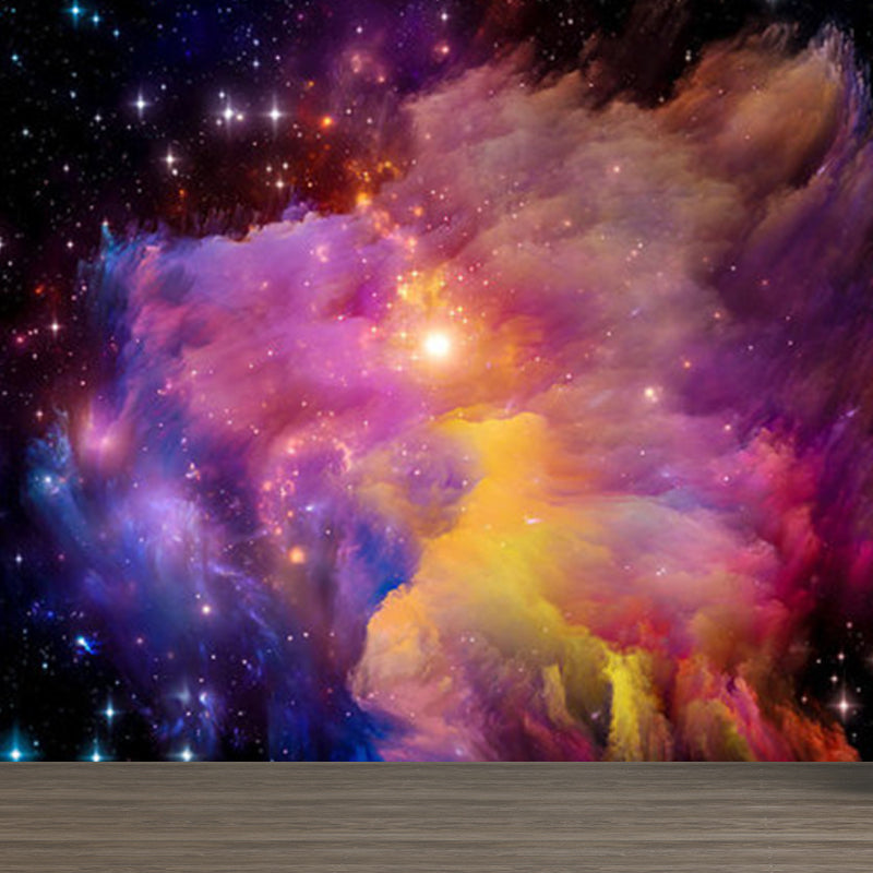 Stain Resistant Sky Scenery Mural Decal Non-Woven Modern Wall Decor for Girls Room Purple Clearhalo 'Wall Decor' 'Wall Mural' 1758330