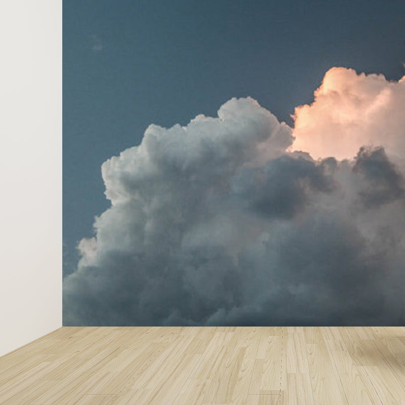 Stain Resistant Sky Scenery Mural Decal Non-Woven Modern Wall Decor for Girls Room Grey Clearhalo 'Wall Decor' 'Wall Mural' 1758335