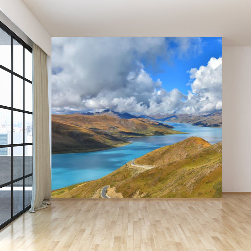 Sky Scene Wall Mural Contemporary Ornamental Dining Room Wall Decor, Personalized Sky Blue Clearhalo 'Wall Decor' 'Wall Mural' 1758365