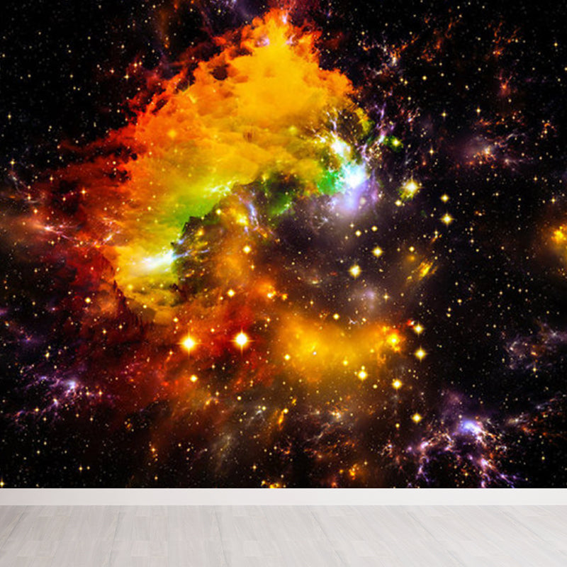 Stain-Proofing Sky View Wall Mural Non-Woven Cloth Contemporary Wall Art for Living Room Yellow Clearhalo 'Wall Decor' 'Wall Mural' 1758400