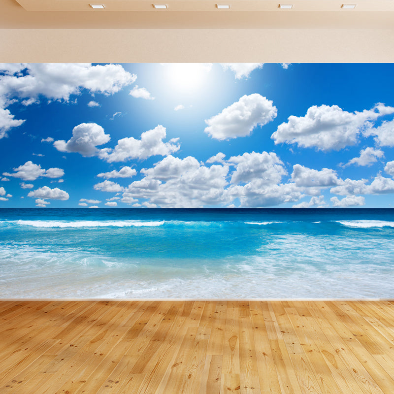 Modern Serene Sky Mural Wallpaper Non-Woven Stain-Proof Light Color Wall Art for Boys Room Sky Blue Clearhalo 'Wall Decor' 'Wall Mural' 1758420