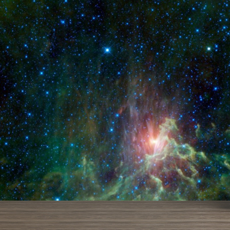 Modern Serene Sky Mural Wallpaper Non-Woven Stain-Proof Light Color Wall Art for Boys Room Green Clearhalo 'Wall Decor' 'Wall Mural' 1758425