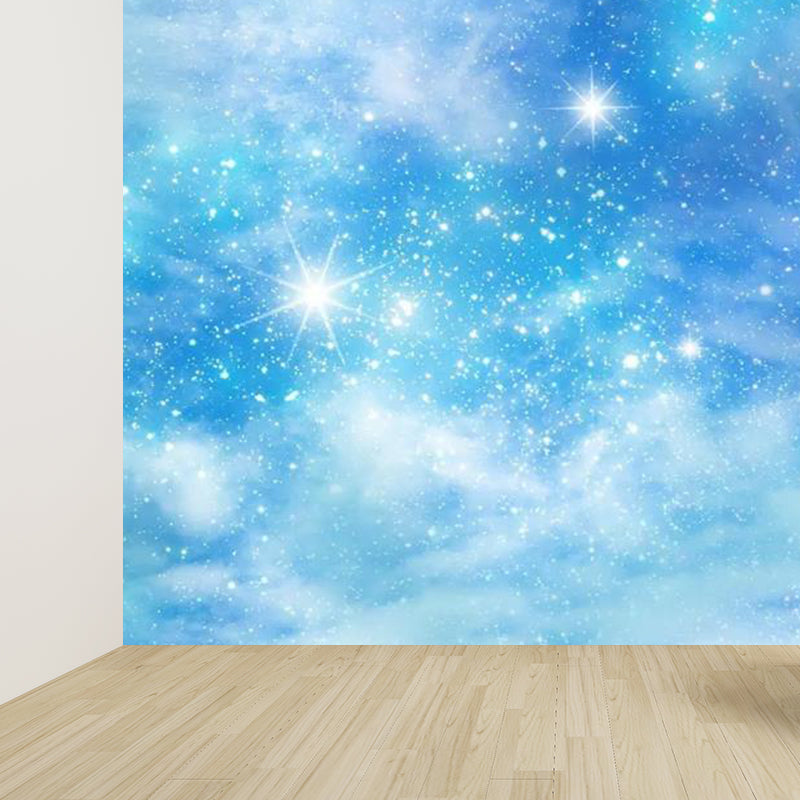 Modern Serene Sky Mural Wallpaper Non-Woven Stain-Proof Light Color Wall Art for Boys Room Light Blue Clearhalo 'Wall Decor' 'Wall Mural' 1758430