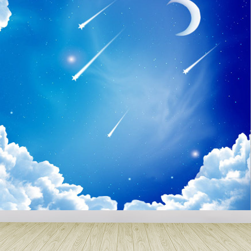 Modern Serene Sky Mural Wallpaper Non-Woven Stain-Proof Light Color Wall Art for Boys Room Clearhalo 'Wall Decor' 'Wall Mural' 1758436