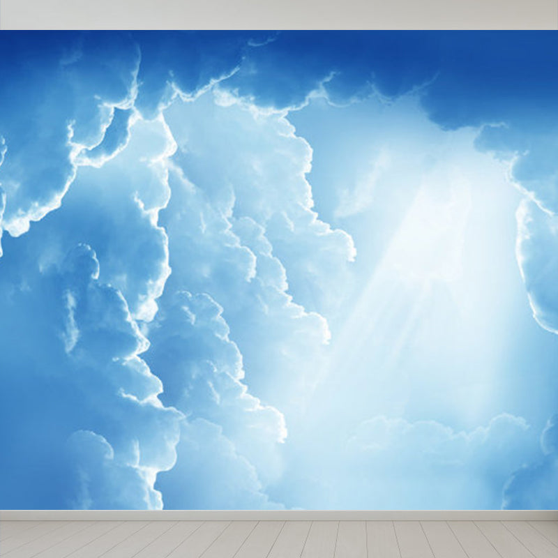 Modern Sky Scenery Mural Decal Pastel Color Dining Room Wall Covering, Personalized Blue Clearhalo 'Wall Decor' 'Wall Mural' 1758455