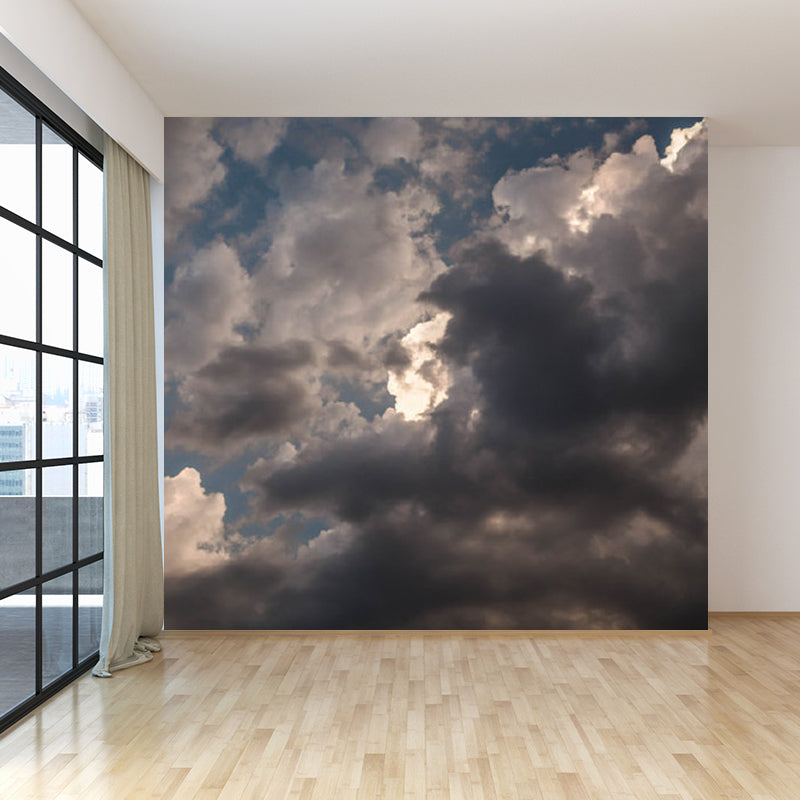 Modern Sky Scenery Mural Decal Pastel Color Dining Room Wall Covering, Personalized Grey Clearhalo 'Wall Decor' 'Wall Mural' 1758460