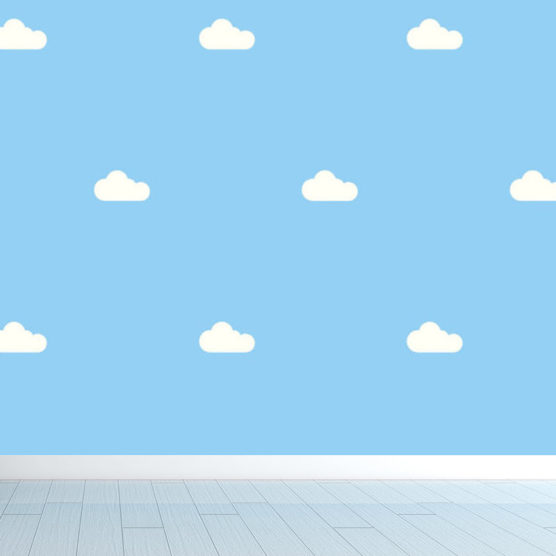 Contemporary Sky View Wall Mural for Bathroom Full Size Wall Covering in Soft Color Light Blue Clearhalo 'Wall Decor' 'Wall Mural' 1758470