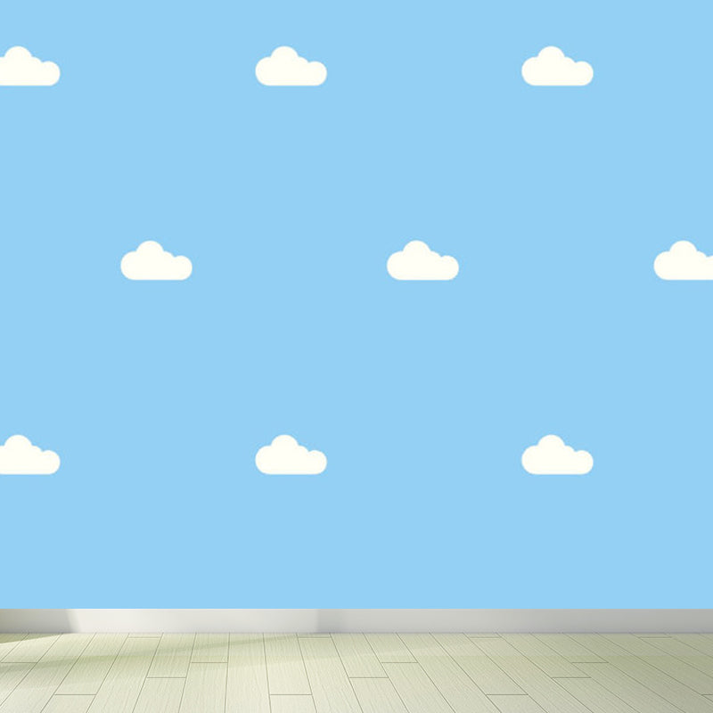 Contemporary Sky View Wall Mural for Bathroom Full Size Wall Covering in Soft Color Clearhalo 'Wall Decor' 'Wall Mural' 1758471