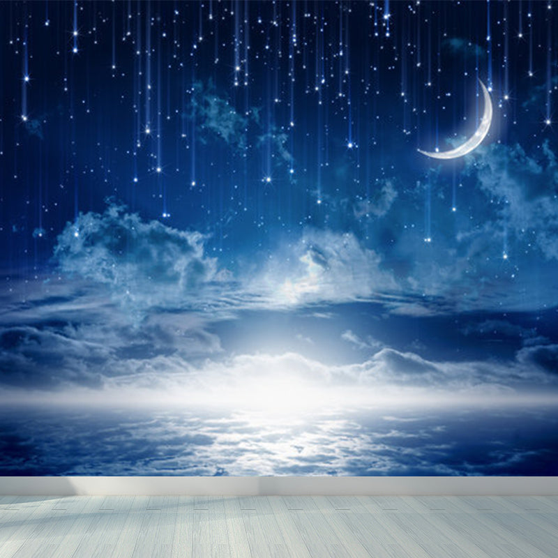 Contemporary Sky View Wall Mural for Bathroom Full Size Wall Covering in Soft Color Blue Clearhalo 'Wall Decor' 'Wall Mural' 1758480