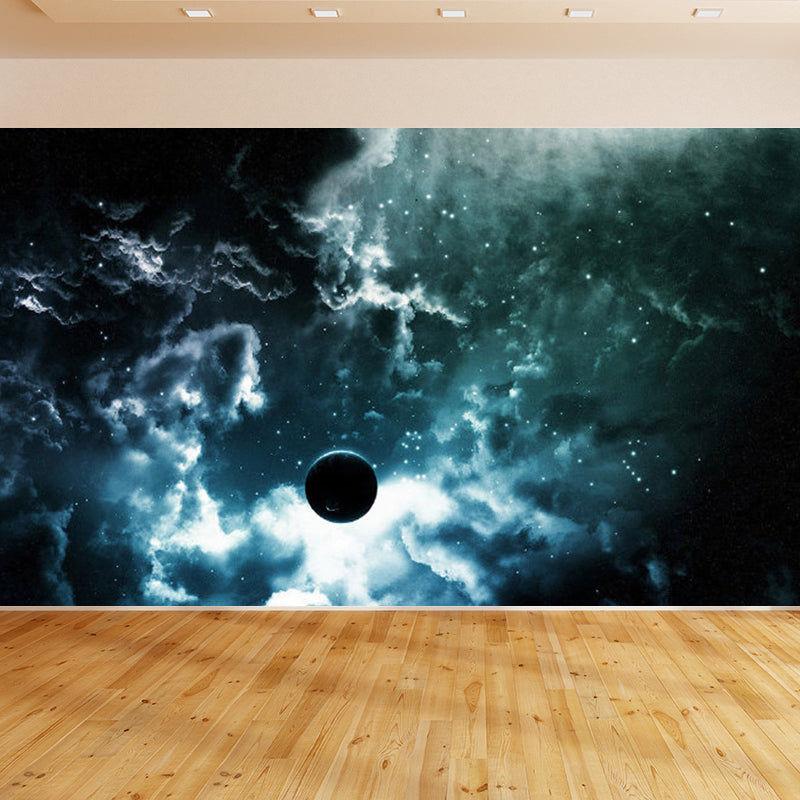 Contemporary Sky Wall Mural Non-Woven Textured Stain Resistant Light Color Wall Art for Playroom Blue Clearhalo 'Wall Decor' 'Wall Mural' 1758515