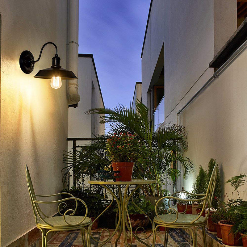 Warehouse Barn Wall Mount Light 10"/14" Wide 1 Head Wrought Iron Wall Lighting with Gooseneck Arm in Bronze Bronze Clearhalo 'Art deco wall lights' 'Cast Iron' 'Glass' 'Industrial wall lights' 'Industrial' 'Middle century wall lights' 'Modern' 'Rustic wall lights' 'Tiffany' 'Traditional wall lights' 'Wall Lamps & Sconces' 'Wall Lights' Lighting' 175852