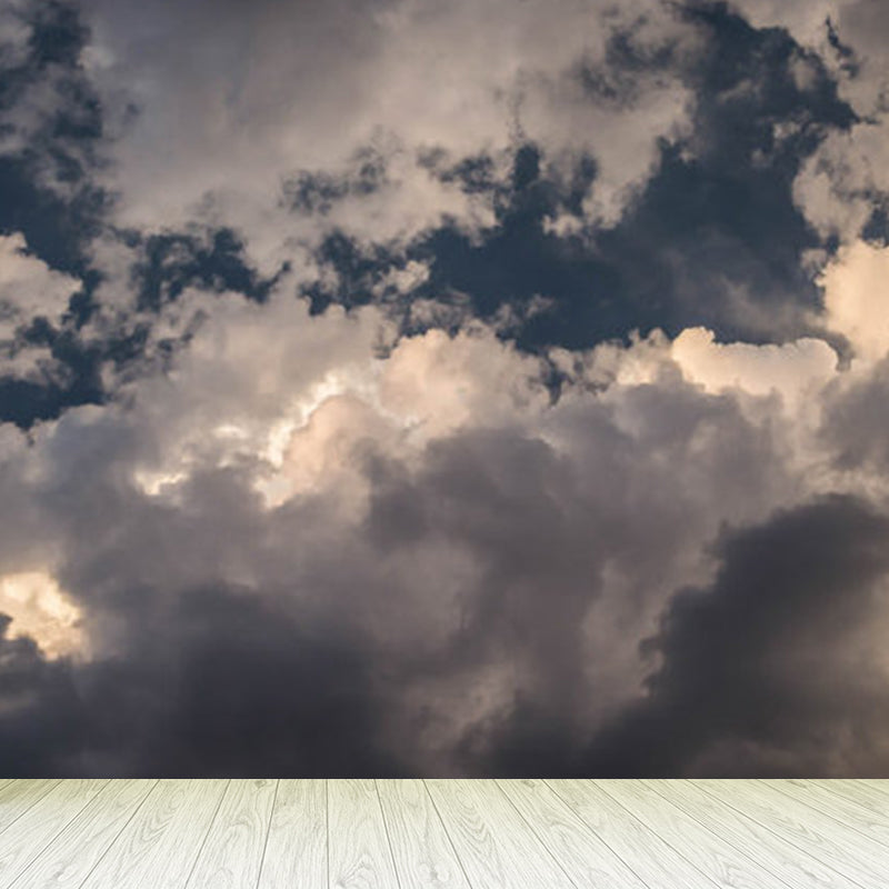 Contemporary Sky Wall Mural Non-Woven Textured Stain Resistant Light Color Wall Art for Playroom Grey Clearhalo 'Wall Decor' 'Wall Mural' 1758535