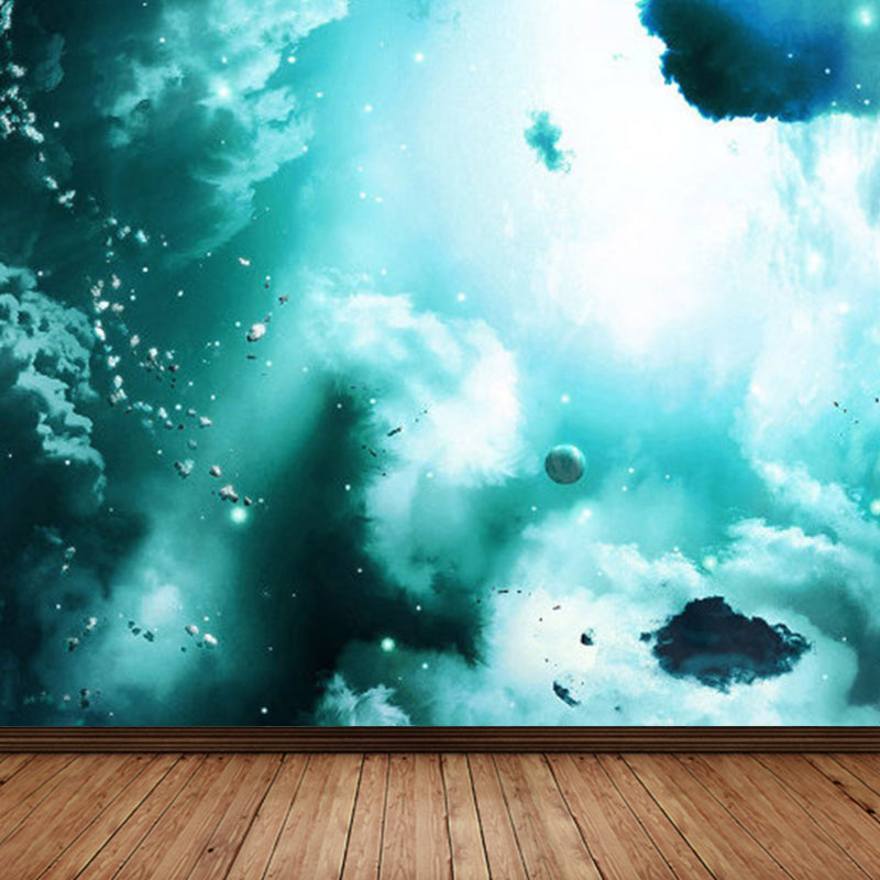 Non-Woven Cloth Decorative Mural Modern Supernatural Sky Scene Wall Covering for Kitchen Blue Clearhalo 'Wall Decor' 'Wall Mural' 1758540