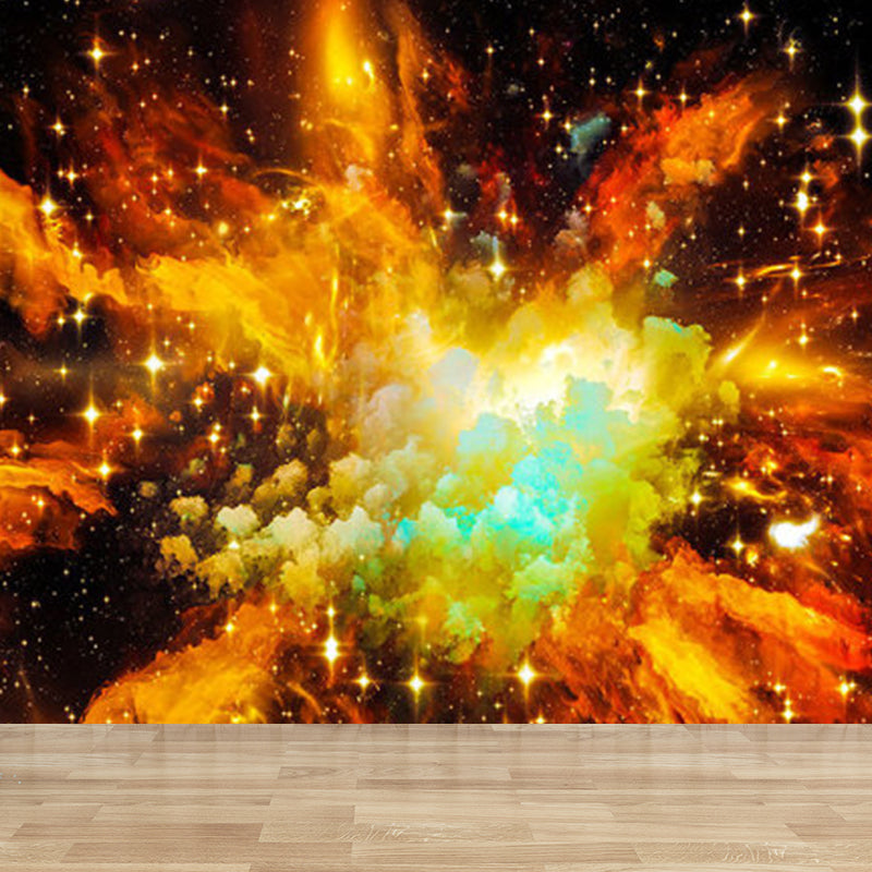 Non-Woven Cloth Decorative Mural Modern Supernatural Sky Scene Wall Covering for Kitchen Orange Clearhalo 'Wall Decor' 'Wall Mural' 1758545