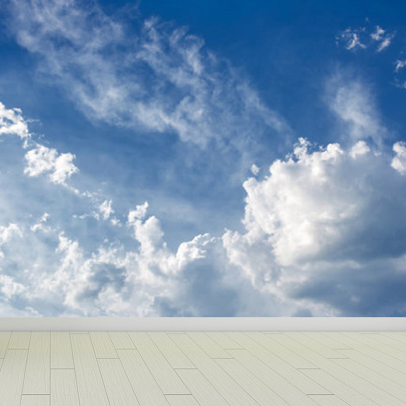 Soft Color Contemporary Mural Decal Giant Sky View Wall Covering for Living Room Sky Blue Clearhalo 'Wall Decor' 'Wall Mural' 1758580