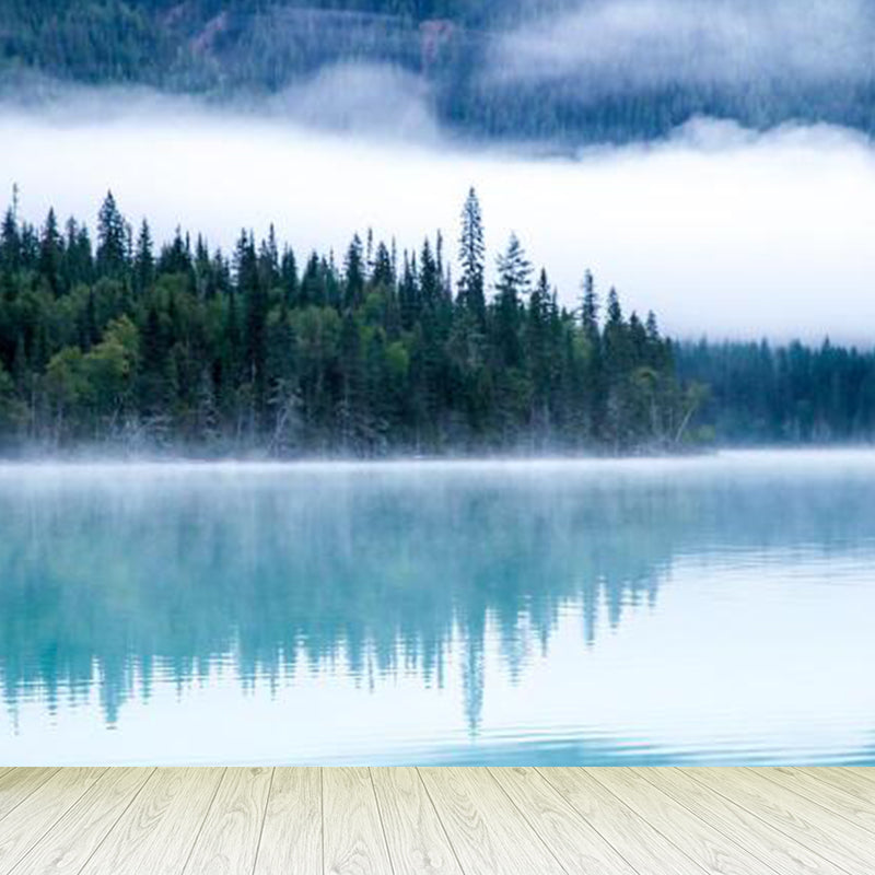 Extra Large Sky Scenery Mural Light Color Non-Woven Wall Art for Interior Decor, Customised Blue Clearhalo 'Wall Decor' 'Wall Mural' 1758630