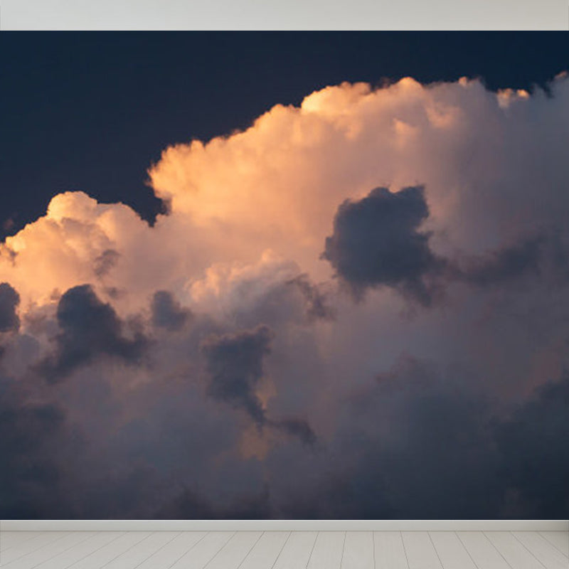 Full Size Photography Modern Mural Decal with Sky View in Pastel Color, Custom Size Available Light Orange Clearhalo 'Wall Decor' 'Wall Mural' 1758645