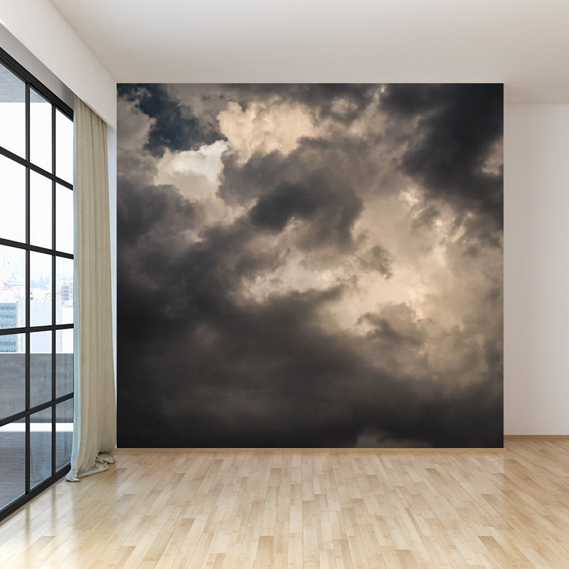Full Size Photography Modern Mural Decal with Sky View in Pastel Color, Custom Size Available Grey Clearhalo 'Wall Decor' 'Wall Mural' 1758650