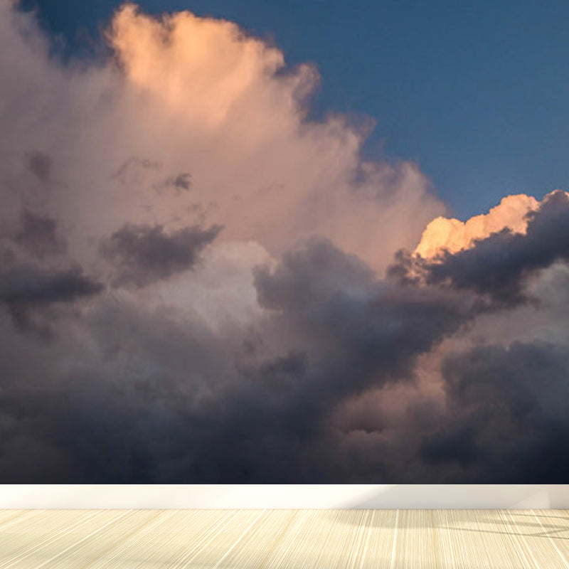 Photography Style Cloud Mural Decal for Dining Room, Pastel Color, Custom Size Available Clearhalo 'Wall Decor' 'Wall Mural' 1758667