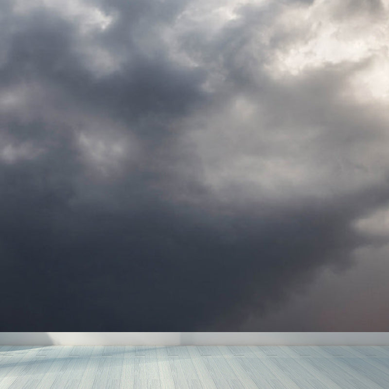 Photography Style Cloud Mural Decal for Dining Room, Pastel Color, Custom Size Available Grey Clearhalo 'Wall Decor' 'Wall Mural' 1758670