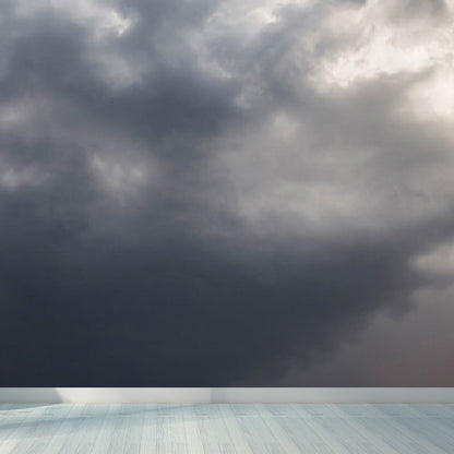 Photography Style Cloud Mural Decal for Dining Room, Pastel Color, Custom Size Available Grey Clearhalo 'Wall Decor' 'Wall Mural' 1758670