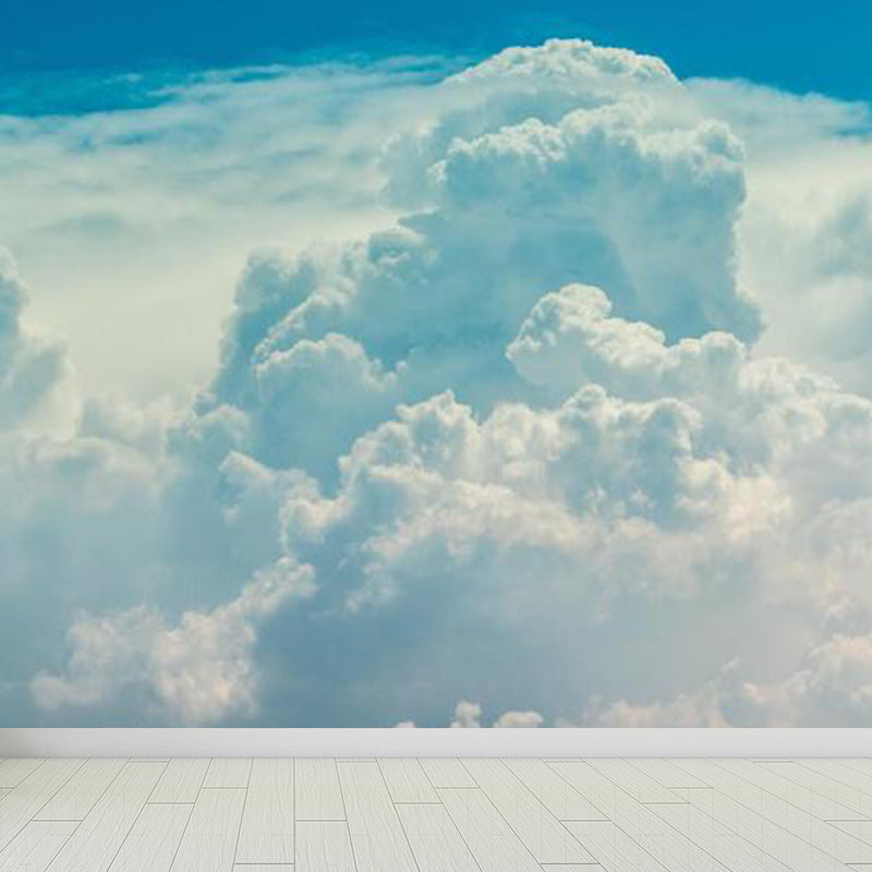 Photography Style Cloud Mural Decal for Dining Room, Pastel Color, Custom Size Available Clearhalo 'Wall Decor' 'Wall Mural' 1758676