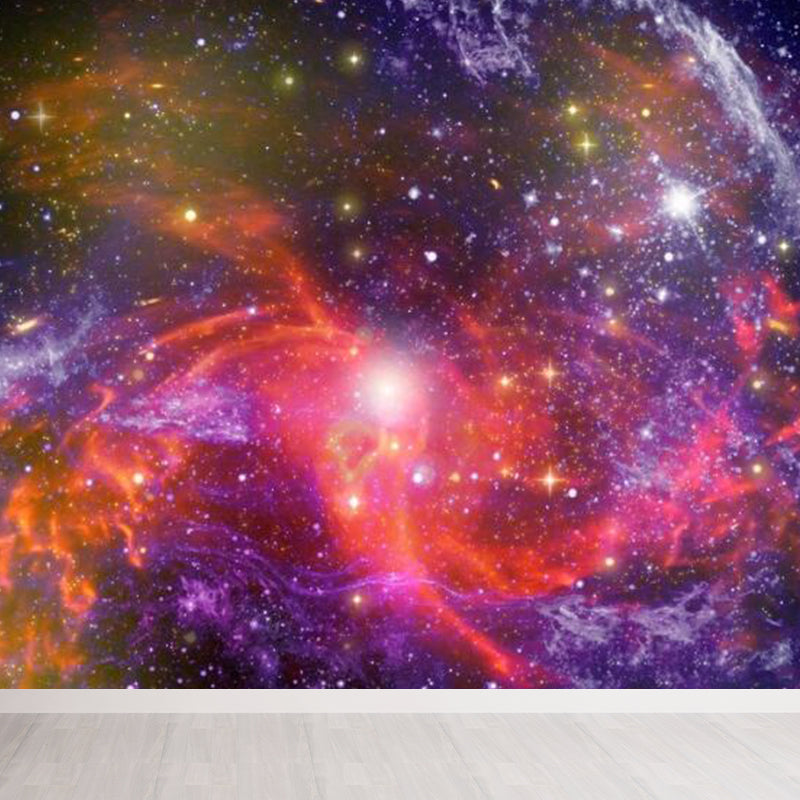 Photography Style Cloud Mural Decal for Dining Room, Pastel Color, Custom Size Available Red Clearhalo 'Wall Decor' 'Wall Mural' 1758685