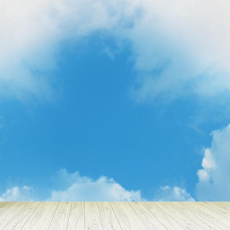 Stain-Proof Magical Sky Scenery Mural Decal Modern Non-Woven Material Wall Decor, Custom Sky Blue Clearhalo 'Wall Decor' 'Wall Mural' 1758726