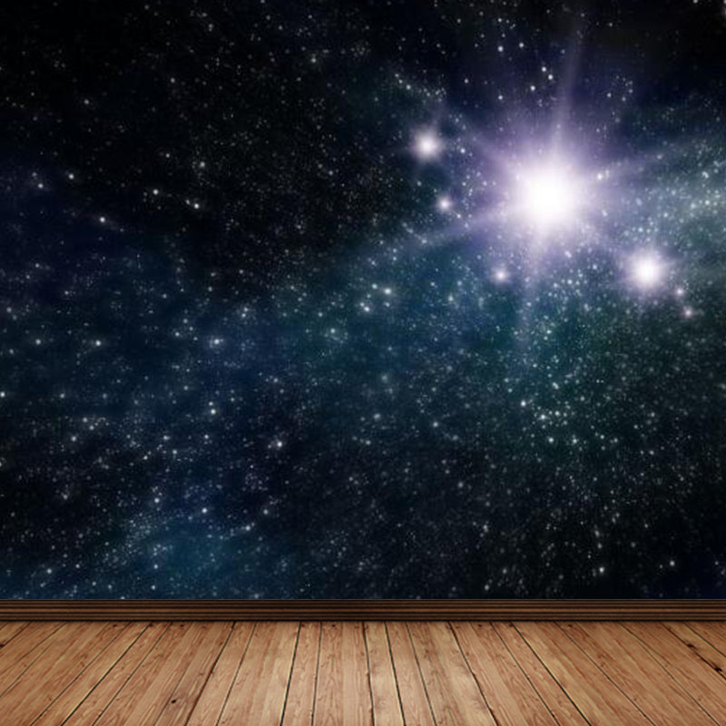 Stain-Proof Magical Sky Scenery Mural Decal Modern Non-Woven Material Wall Decor, Custom Black Clearhalo 'Wall Decor' 'Wall Mural' 1758731