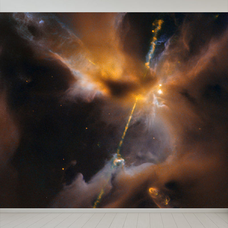 Stain Resistant Cloud View Mural Non-Woven Cloth Contemporary Wall Covering for Kitchen Orange Clearhalo 'Wall Decor' 'Wall Mural' 1758741