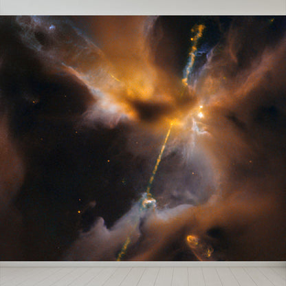 Stain Resistant Cloud View Mural Non-Woven Cloth Contemporary Wall Covering for Kitchen Orange Clearhalo 'Wall Decor' 'Wall Mural' 1758741