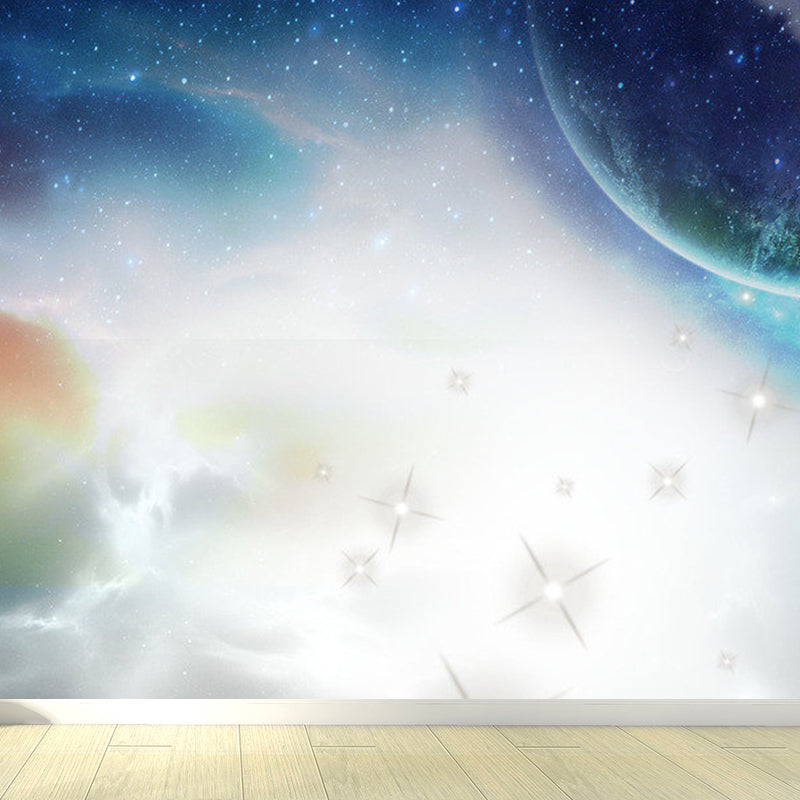 Stain Resistant Cloud View Mural Non-Woven Cloth Contemporary Wall Covering for Kitchen White Clearhalo 'Wall Decor' 'Wall Mural' 1758746