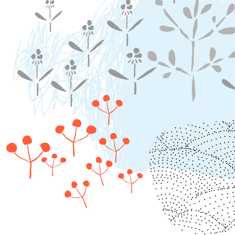 Pastel Plants Drawing Mural Decal Botanical Childrens Art Wall Decor for Nursery Clearhalo 'Wall Decor' 'Wall Mural' 1758774