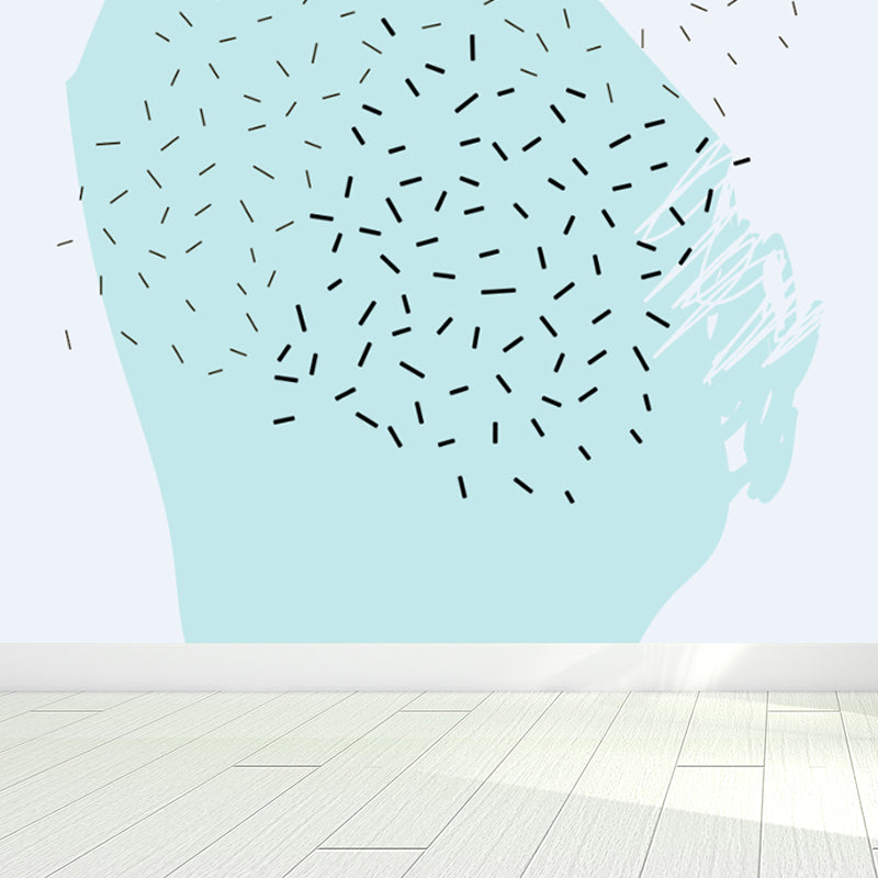 Childrens Art Tree Drawing Mural Soft Color Water Resistant Wall Covering for Kids Room Blue Clearhalo 'Wall Decor' 'Wall Mural' 1758791