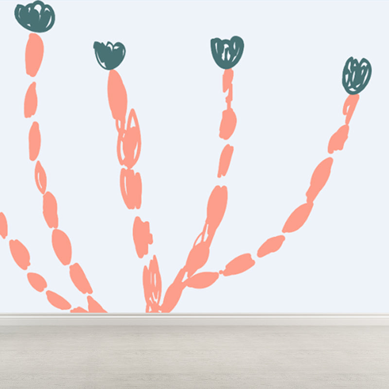 Childrens Art Tree Drawing Mural Soft Color Water Resistant Wall Covering for Kids Room Clearhalo 'Wall Decor' 'Wall Mural' 1758798