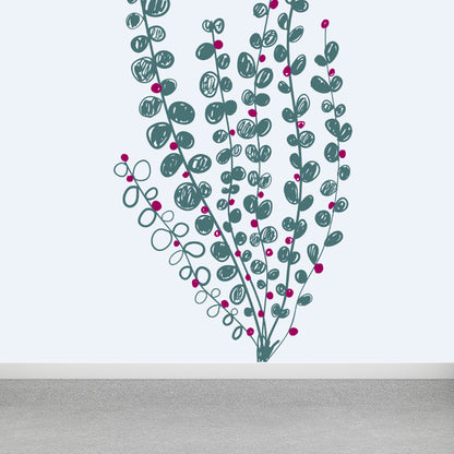 Childrens Art Tree Drawing Mural Soft Color Water Resistant Wall Covering for Kids Room Green Clearhalo 'Wall Decor' 'Wall Mural' 1758801