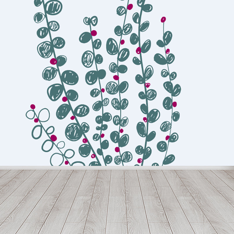 Childrens Art Tree Drawing Mural Soft Color Water Resistant Wall Covering for Kids Room Clearhalo 'Wall Decor' 'Wall Mural' 1758802