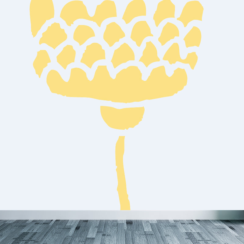 Childrens Art Tree Drawing Mural Soft Color Water Resistant Wall Covering for Kids Room Yellow Clearhalo 'Wall Decor' 'Wall Mural' 1758806