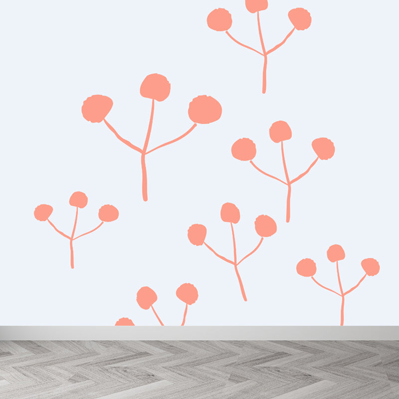 Childrens Art Tree Drawing Mural Soft Color Water Resistant Wall Covering for Kids Room White Clearhalo 'Wall Decor' 'Wall Mural' 1758811