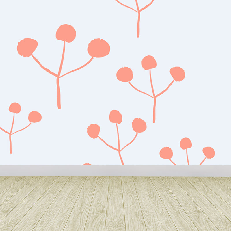 Childrens Art Tree Drawing Mural Soft Color Water Resistant Wall Covering for Kids Room Clearhalo 'Wall Decor' 'Wall Mural' 1758812